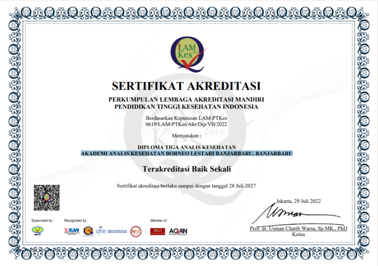 Sertifikat Akreditasi Diploma Tiga – Analis Kesehatan