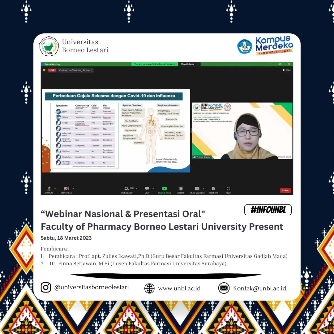 Webinar Nasional & Presentasi Oral – Fakultas Farmasi Borneo Lestari