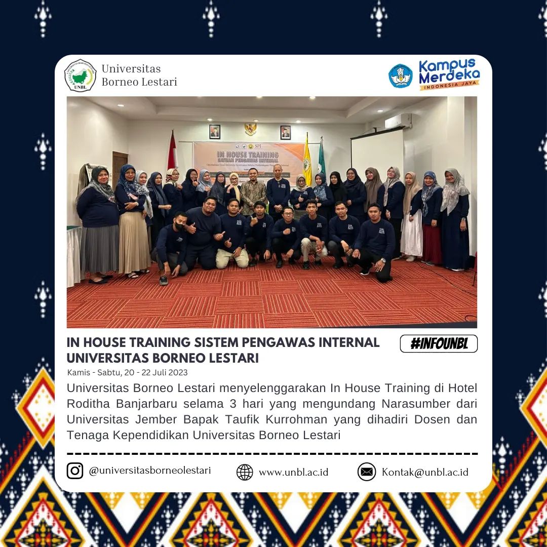 In House Training Sistem Pengawas Internal Universitas Borneo Lestari