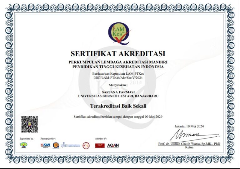 Accreditation Certificate – Bachelor of Pharmacy UNBL 2024-2029