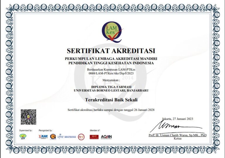 Accreditation Certificate – Diploma Three of Pharmacy UNBL 2023-2026